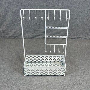At Home Chevron Wire Jewelry Stand Organizer with Mirror Base